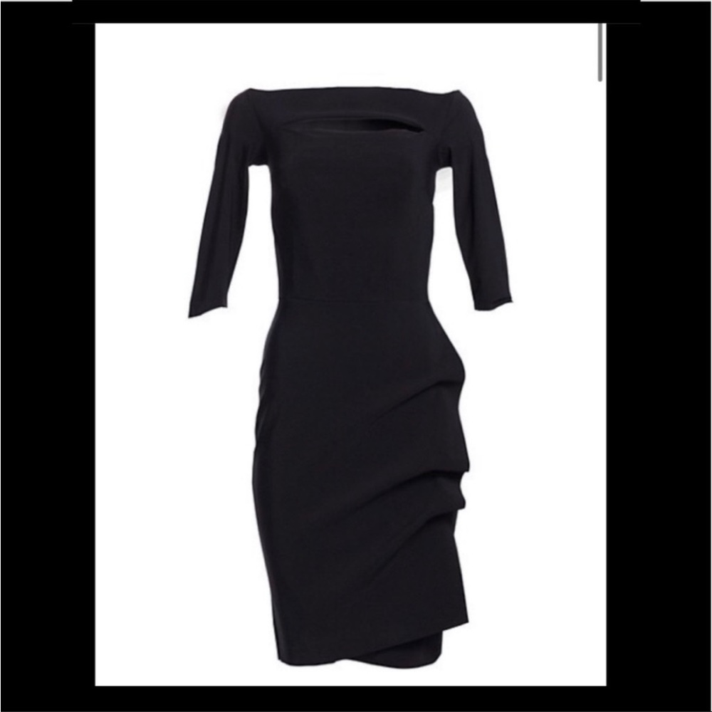 Chiara Boni ruffled Black dress black size stretch off shoulder slits body con